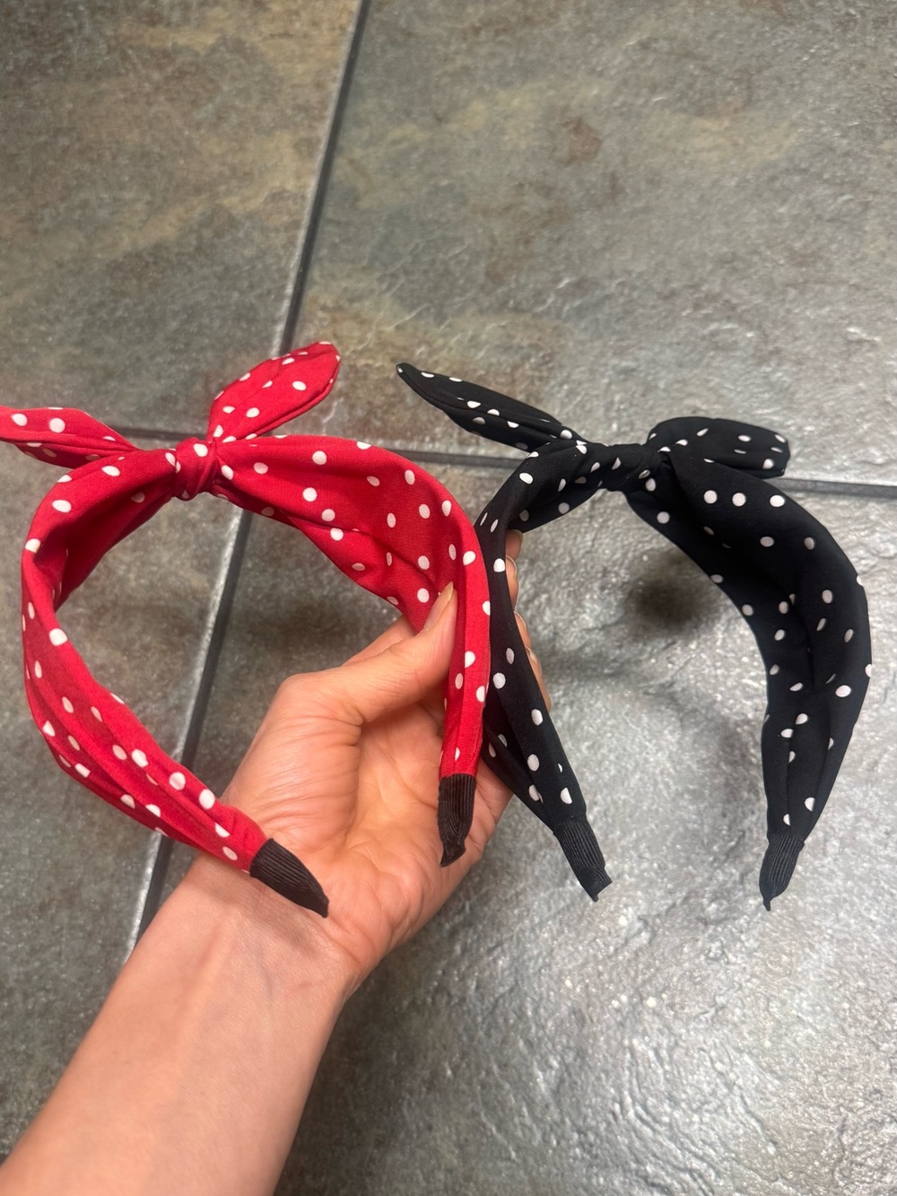 Polka Dot Bow Headband Set - Red & Black Kids Hair Accessories